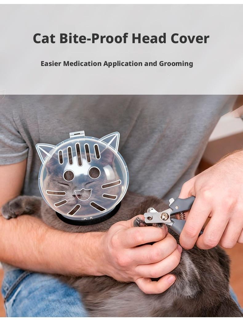 PetBoba Anti-scratch and bite cat head cover, protective paw covers, anti-licking and anti-biting, anti-fighting, bathing and nail trimming, anti-biting transparent head cover