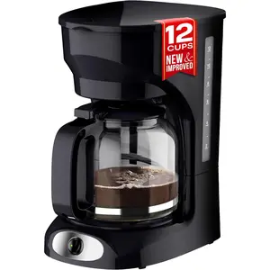 12-Cup Drip Coffee Maker - Borosilicate Carafe, Auto-Off, Reusable Filter, Anti-Drip, Keep-Warm Function, Clear Water Level Window Coffee Machine, Kitchen Essentials & Accessories