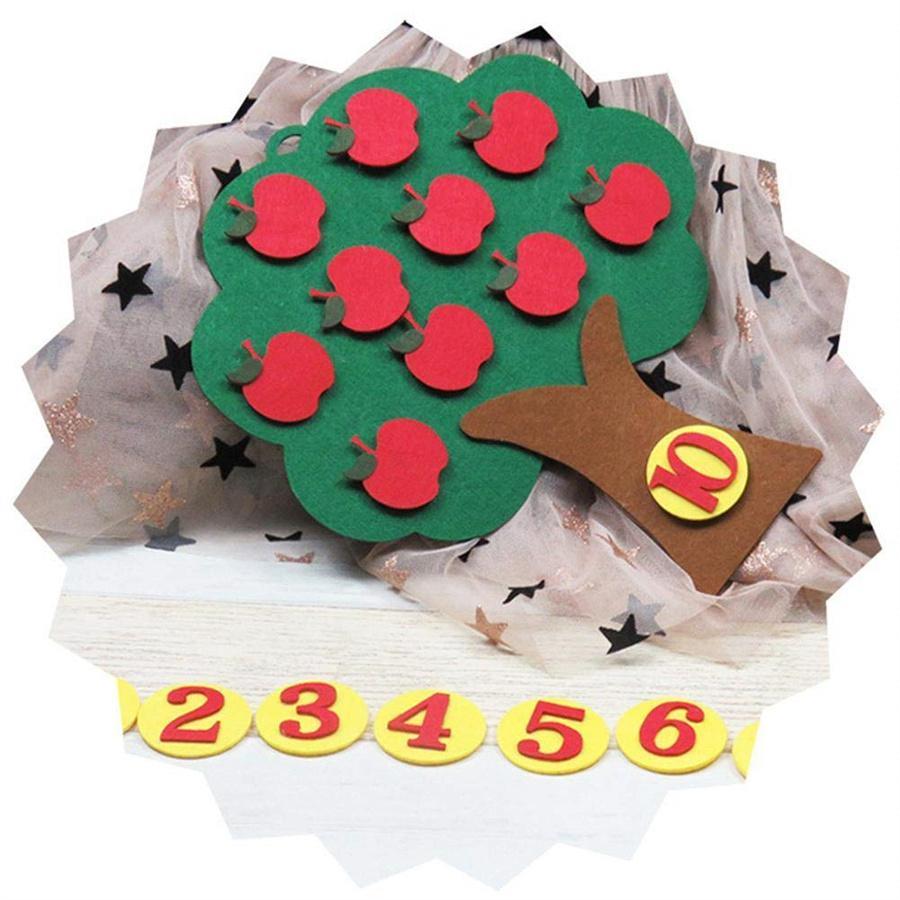 Apple Tree Learning Numbers Felt Board (1 Set), Counters Math Toy, Math Games Manipulatives, Montessori Counting Toy, Math Learning Tools, Number Counting Blocks, Learning Materials