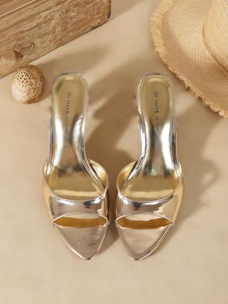 Women's Elegant Satin Slip-On High Heel Sandals, Open Toe Design, Perfect for Dresses, All Season Wear, Comfortable & Stylish