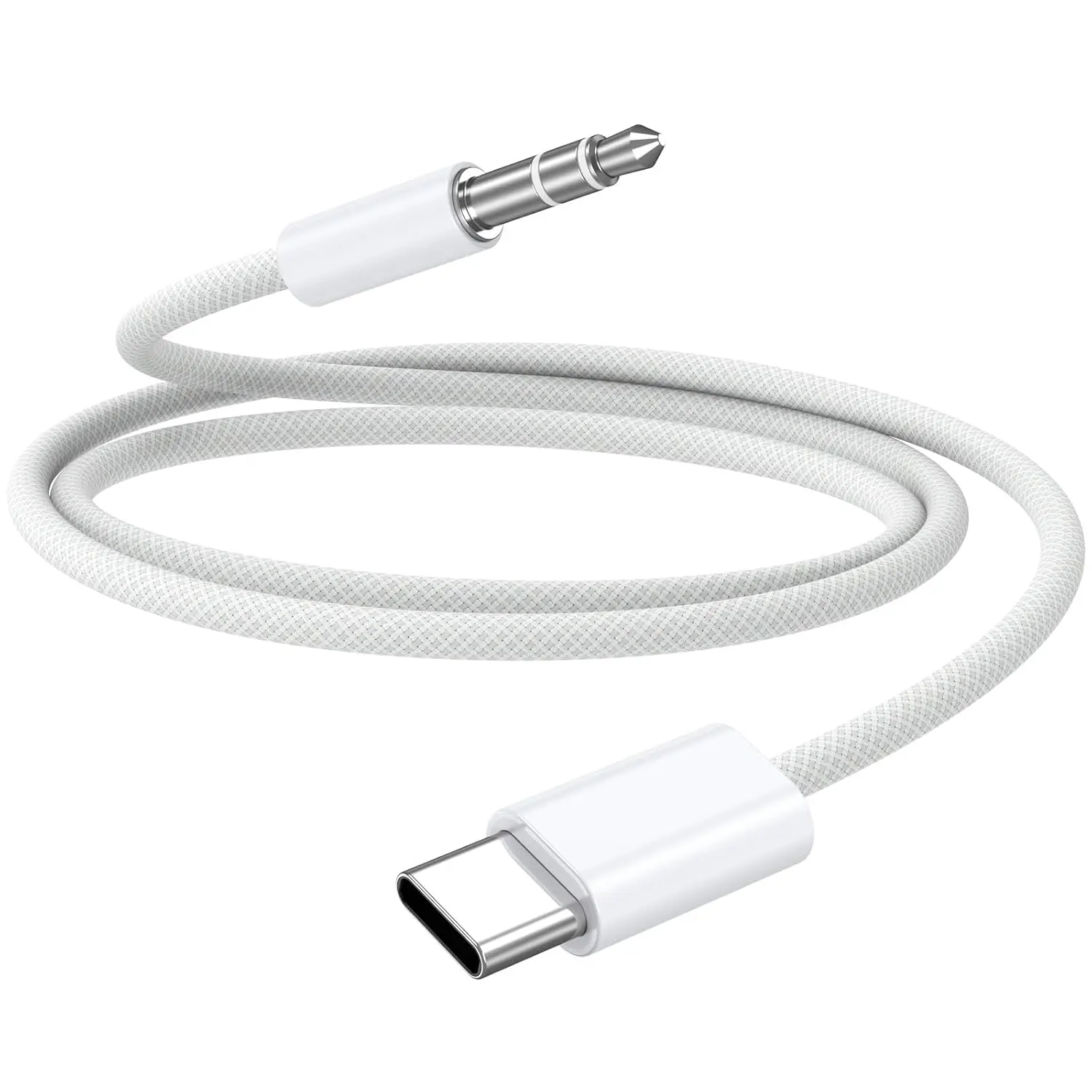 Aux Cord to USB C, USBC to 3.5mm Audio Headphone Jack, 3ft Braided