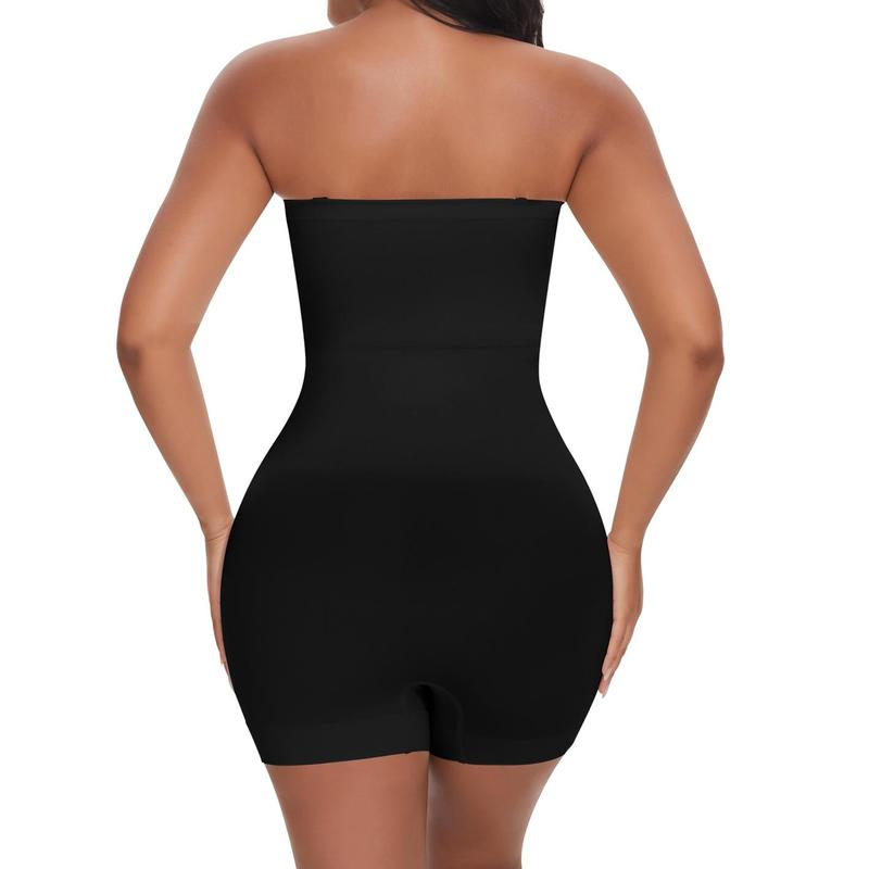 Women Tummy Control Shapewear Strapless Shortie Bodysuit   Butt Lifter Body Shaper with Removable Straps, Off Shoulder Strapless Mid Thigh Jumpsuit Tops for Under Dresses, Lady Comfort Farbic Underwear Womenswear Springtok