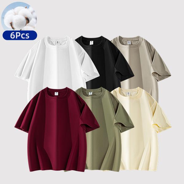 Premium Natural Cotton Crew Neck Short Sleeve Basic Tees, Soft Breathable Loose Fit Plain Tops, Versatile Essential Staples to Create Clean Casual Daily Summer Outfits and Elevate Minimalist Everyday Mensfashion
