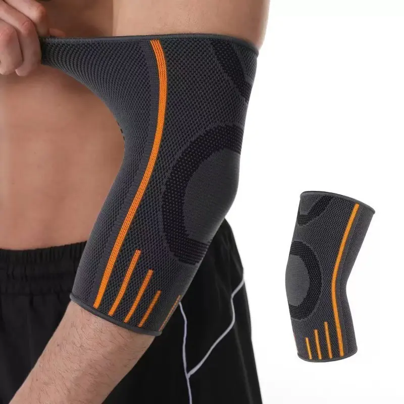 Gradient Knit Elbow Compression Sleeve with Silicone Pad, Breathable Elastic Elbow Brace for Weightlifting, Tennis, Golf, Basketball, Arm Compression Sleeves