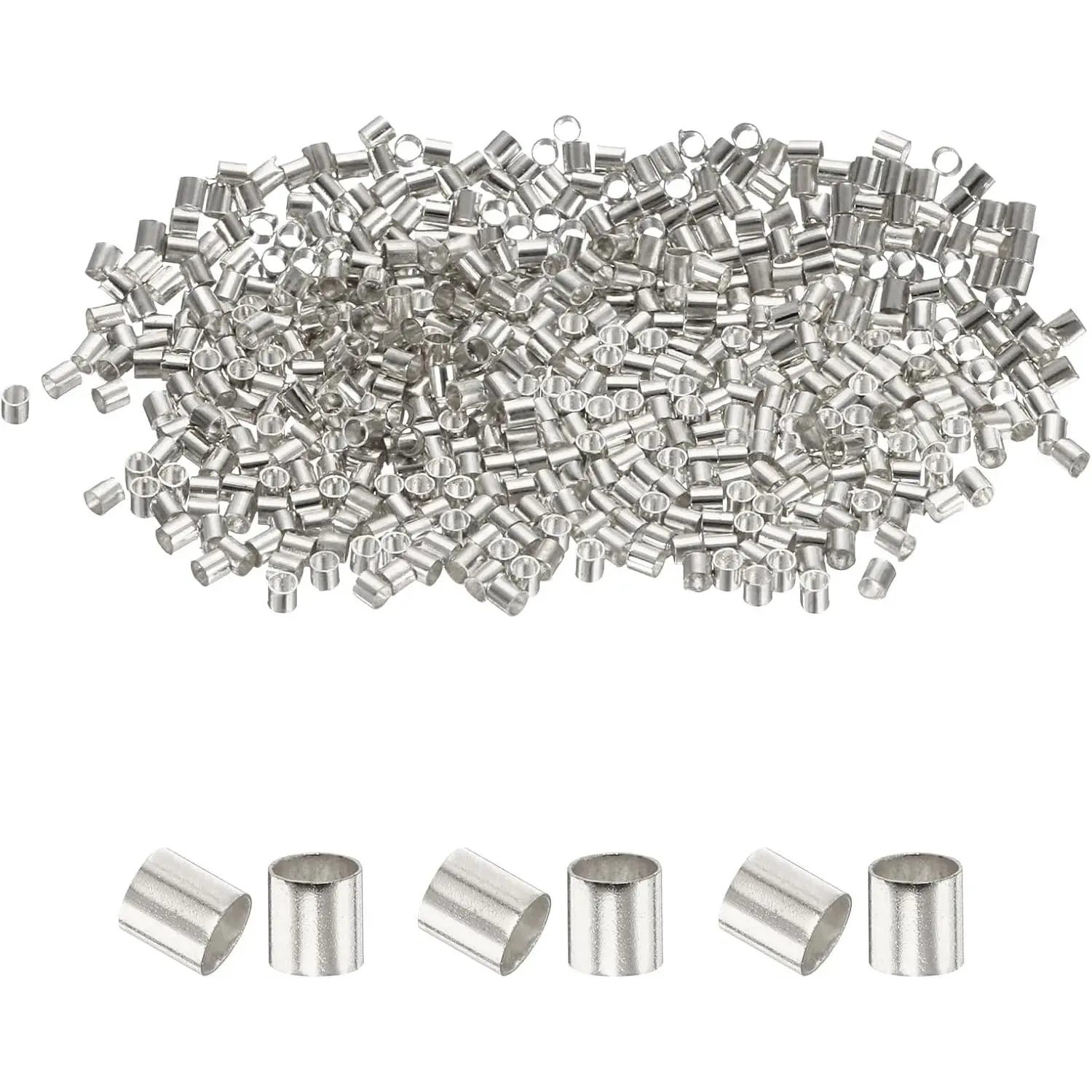 500 count Tube Crimp Beads, 1.5x1.5mm Copper Crimp Beads End Stopper Beads  Loose Spacer Beads for Earrings Necklaces Bracelets Pendant DIY Crafts,