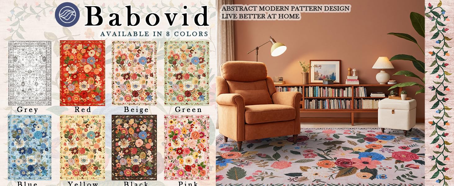 Pink Area Rug 4x6 Rug Washable Boho Rugs Non Slip Low Pile Floral Small Carpet for Bedroom, Bedside, Kids Room, Office, Dining Room(Light Pink, 4 x 6)