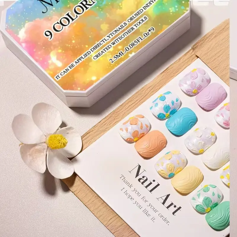9 Color Light Macaron Nail Gel, Solid Dot Gel, Blush Gradient Gel, UV Nail Gel, Nail Art Polish, DIY Manicure Accessories, Easy Application, Nail Gel Set