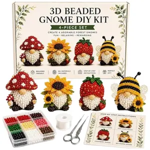 3D Beaded Gnome DIY Kit, Seasonal Gnome Craft Bead Material Pack, Holiday Gift Handmade Box, Beads Making Supplies
