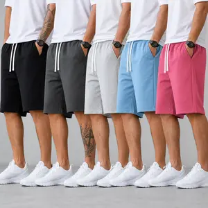 summervibes Men's Casual Cotton Shorts Ideal for workouts, jogging, and everyday lounging at home. Soft against the skin with moisture-wicking properties. Features a high-stretch drawstring waistband for adjustable fit. Relaxed straight-leg silhouette