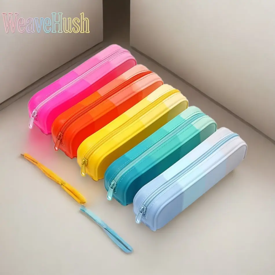 New Macaron‑Colored Pencil Case, School‑Day Essentials, Multi‑Layer Pouch with Rainbow Zipper, Minimalist Portable Stationery Organ Bag for High‑School Students to Store Pens, Bills and Small Items