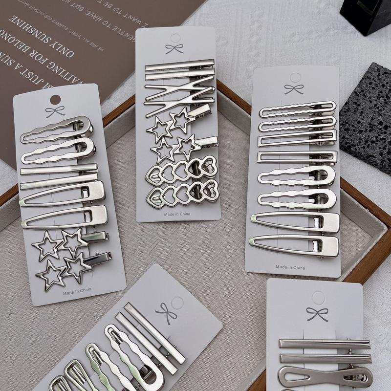 Sliver Metal Hair Clips Women Girls Y2K Duckbill Hairpin Personality Bangs Side Headwear Barrettes Hairclip Styling Accessories