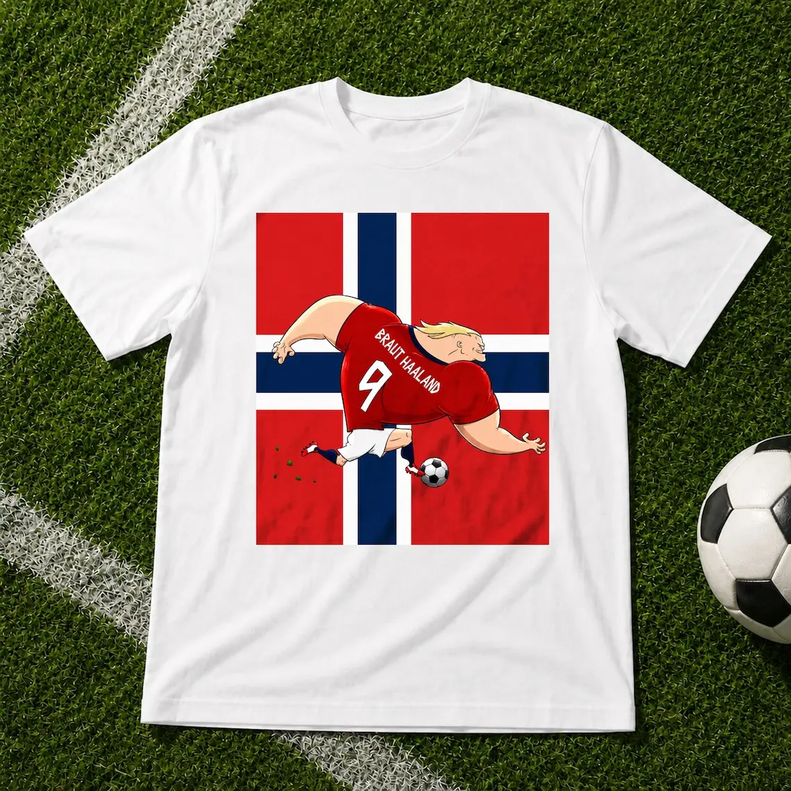 100% Cotton Thermal Graphic T-Shirt - Erling Haaland Norway Football No 9 Braut Meme Menswear Tshirt, Festive Fan Gift for Men (Fabric: 100% Cotton Casual Streetwear), Graphic Tees, Novelty