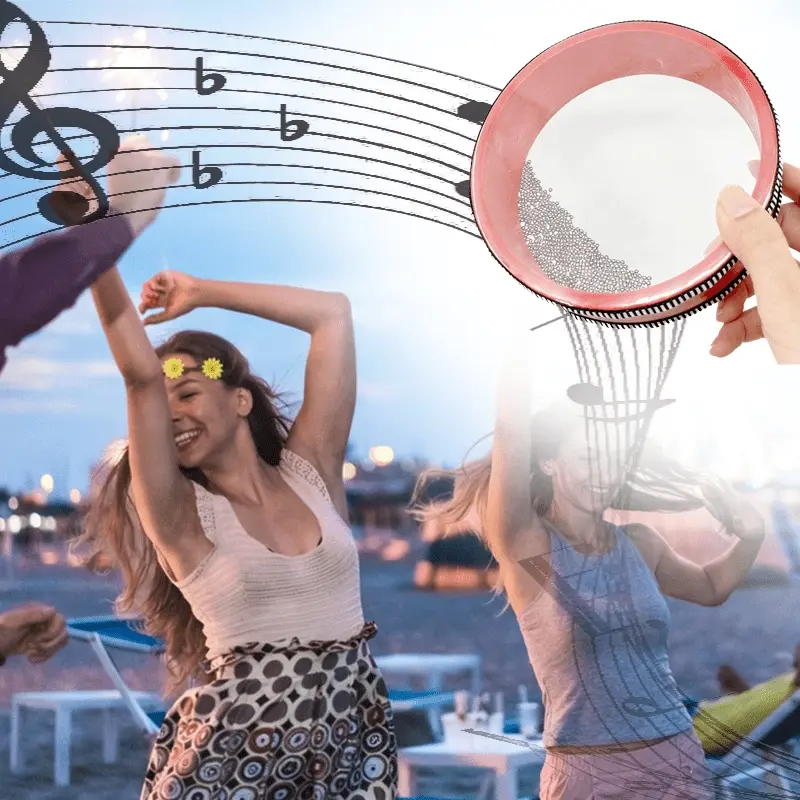Red Ocean drum percussion frame drum, Percussion musical instruments, ocean wave sound effect tool for musicians and performers, multi-functional tambourine suitable for live concerts, theatrical stages, easy to play sound effects