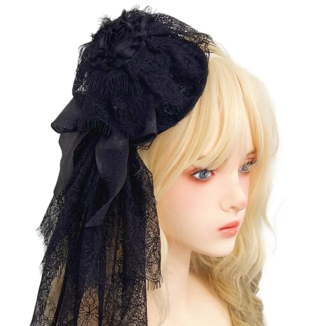 Women's Gothic Lolita Party Cosplay Mini Top Hat Hair Accessory - Victorian Dark Elegant Headband with Stainless Steel-Plastic Accents, Cute Aesthetic Female Costume Wear for Halloween, Vintage Events