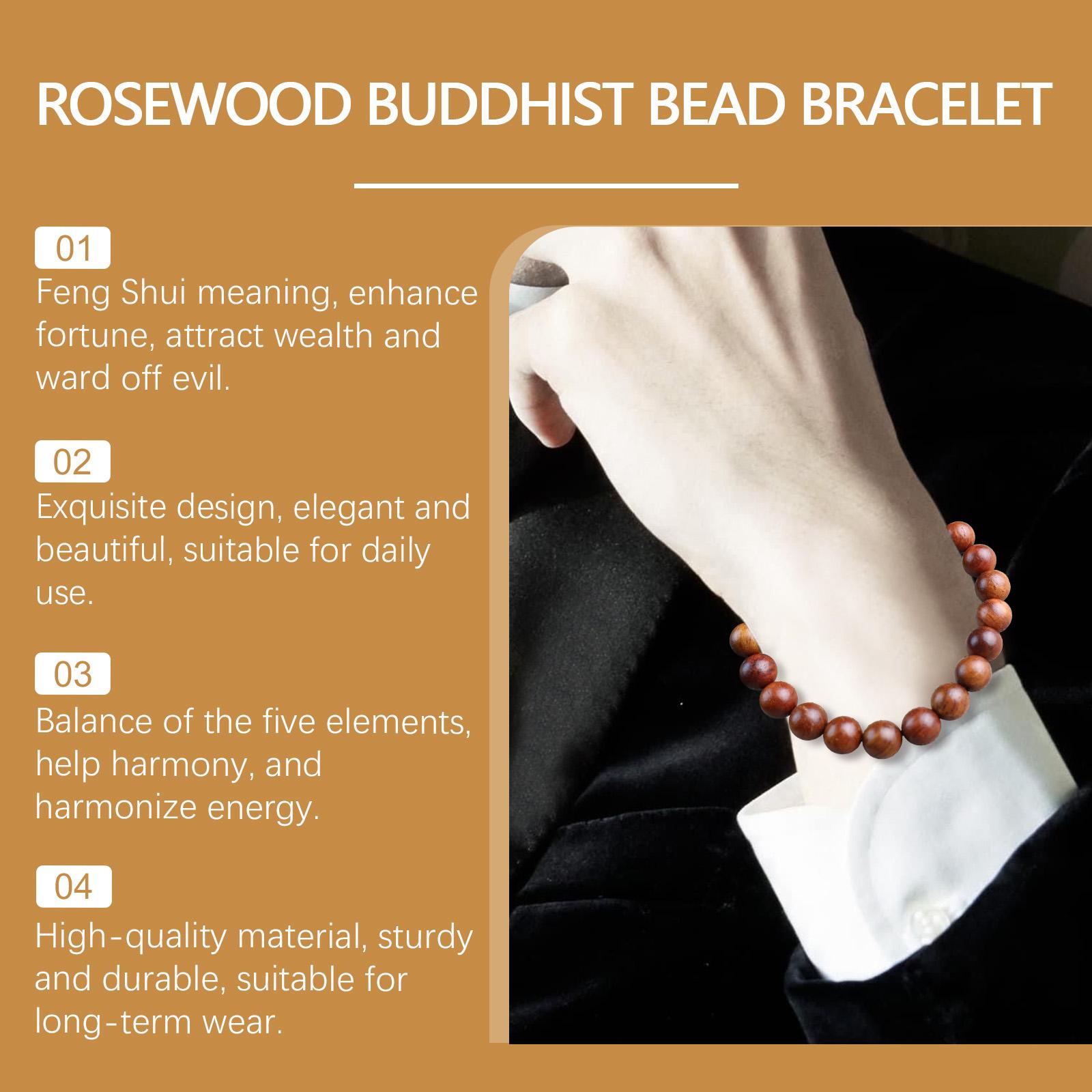 Hoexe Rosewood Bracelet Unisex Daily Life Decorative Rosewood Beaded Bracelet
