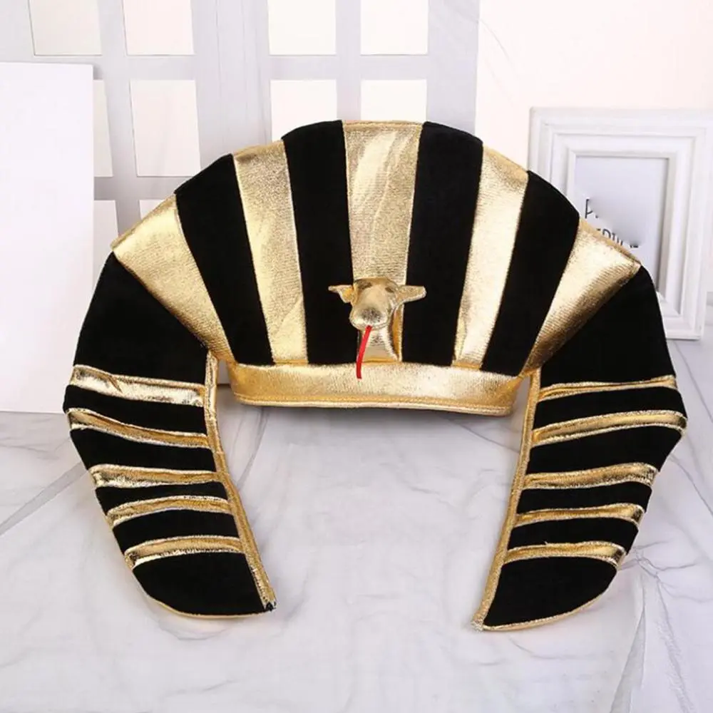 Halloween Egyptian King Pharaoh Hat Costume Accessory Black and Gold for Costume Party and Event