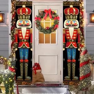 Nutcracker Christmas Porch Banner Decorations 71 x 12 Inch Soldier Model Nutcracker Banners Front Door Hanging Banner Entryway Xmas Winter for Wall Fireplace Party Holiday Home Kids Decor