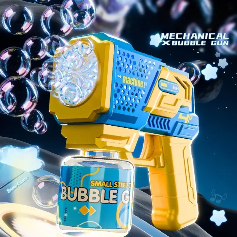 Electric Mechanical Style Bubble Gun, Handheld Bubble Machine, Automatic Bubble Blower, Outdoor Toy for Kids, Birthday Gift, Includes 90ML Bubble Liquid