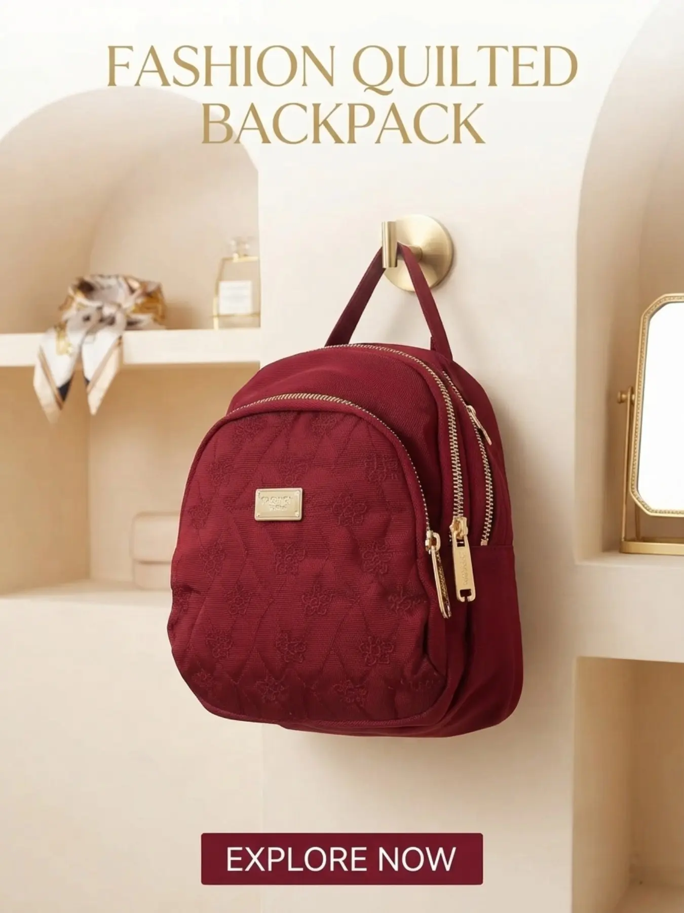 Women's Multi-Functional Backpack, Solid Pattern Nylon Bag, Adjustable Straps, Waterproof & Durable, All Seasons Use