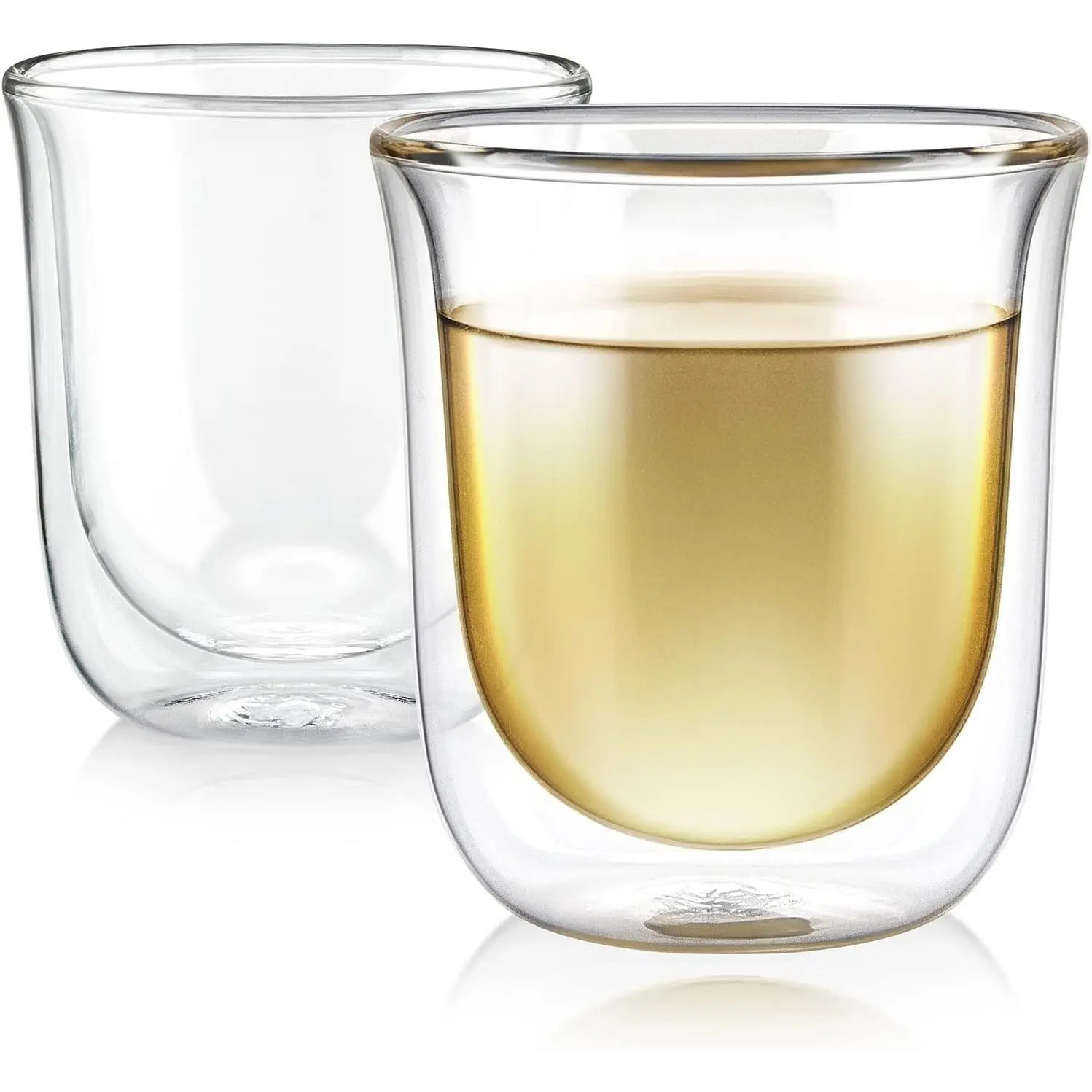 Double Walled Insulated Tulip Glasses 6 oz Set of 2, Heatproof Glass Cups for Tea, Espresso & Other Beverages, Keep Drinks Hot or Cold