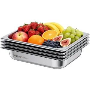 VEVOR 1 Pack Stainless Steam Hotel Pan, Full Size Table Steam Pan, 6 Inch Deep Anti Jam Restaurant Supplies Reusable Rustproof Catering Storage for Home, Party, Restaurant, Hotel, Buffet