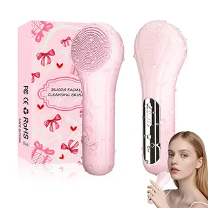 Facial Cleansing Brush, Rechargeable Electric Silicone Face Scrubber with Nose Brush & Lanyard, Vibrating and Heating Facial Cleansing Massager, Skin Care Deep Cleansing Waterproof Face Brush for Men and Women Summer Gift