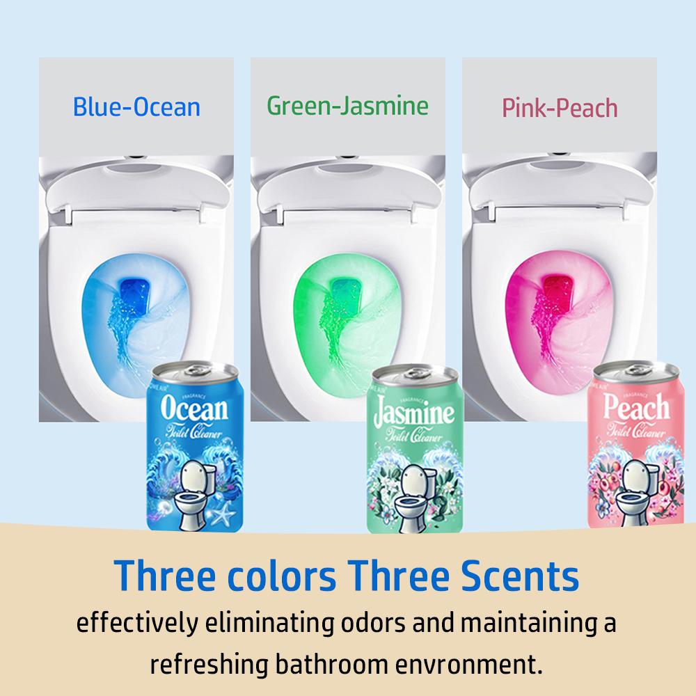 Soda Can Toilet Bowl Cleaner – Septic Safe Toilet Tablets in Bottle, 3 Scents (Ocean, Jasmine, Peach), Automatic Long-Lasting Toilet Cleaner, Powerful Stain Remover & Deodorizer