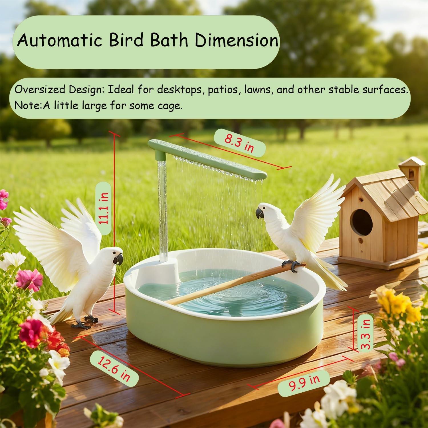 Parrot Shower, Automatic Parakeet Bird Bath with Pump, Large Bird Shower Fountain, Bird Bath for Parakeets for Pet Birds, Conure, Cockatoo, Budgie, Lovebird, Finches, Grooming, Bird Supplies