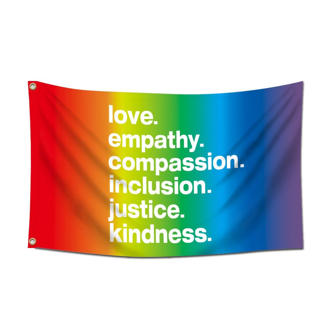 LGBTQ+ Community Pride Rainbow Flag, Colorful Kindness Design Flag, Outdoor Backdrop for Party, Festival & Decorations Supplies