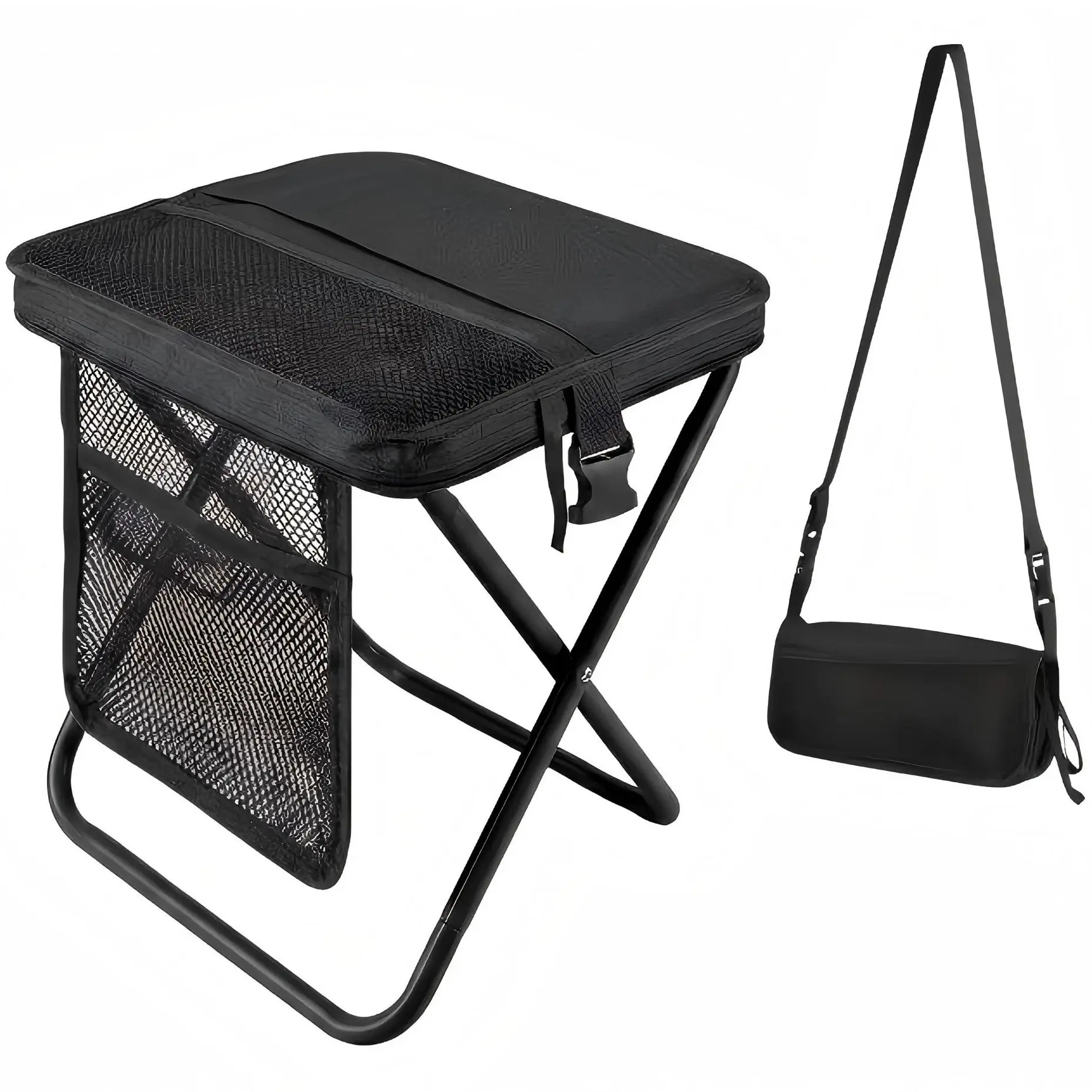 12" Portable Folding Stool, CollapsibleBackpack Chair for Adults | 12" Seat Height,300lbs Capacity, Ultralight, Hands-Free,Storage Pouch, Camping, Travel, Fishing,Hiking, Outdoor