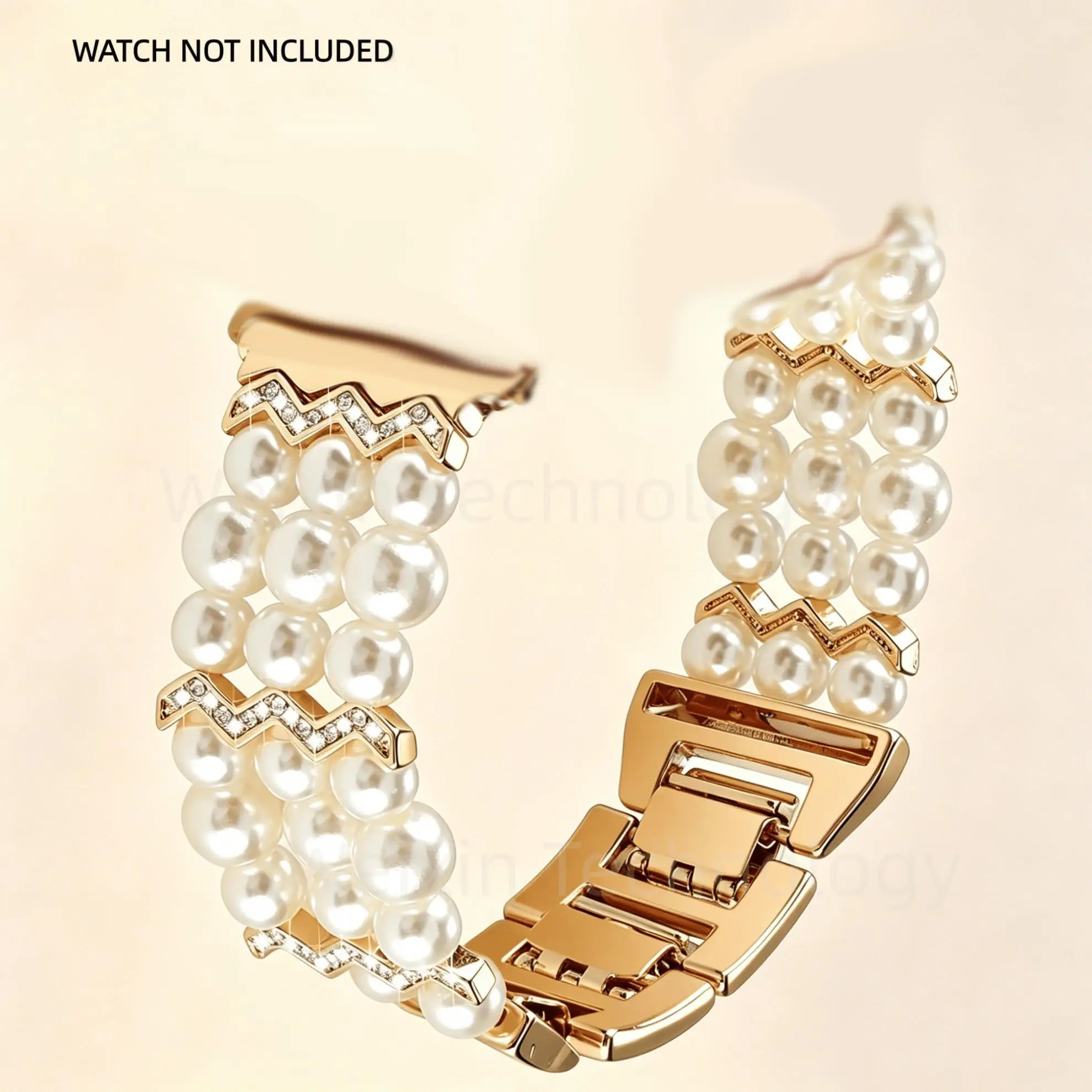 Pearl bead bracelet suitable for Apple Watch strap (38/40/41/42/44/45 mm), jewelry strap with diamond decoration, compatible with iWatch series 11/10/9/8/7/6/5/4 SE/Ultra metal strap, women's strap, Smartwatch Accessory Band (Band Only)