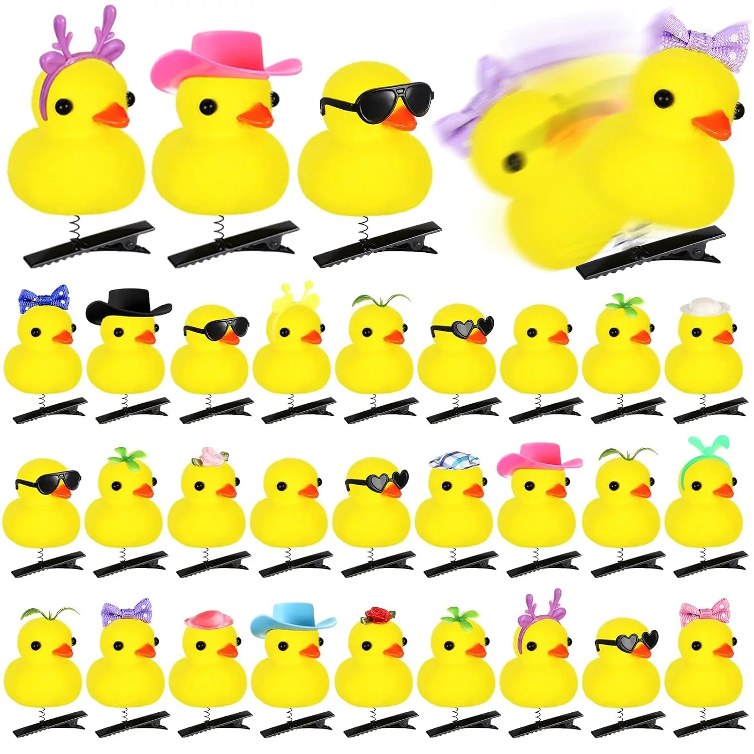 30 count Duck Hair Clips Yellow Duck Hairpin, Classic