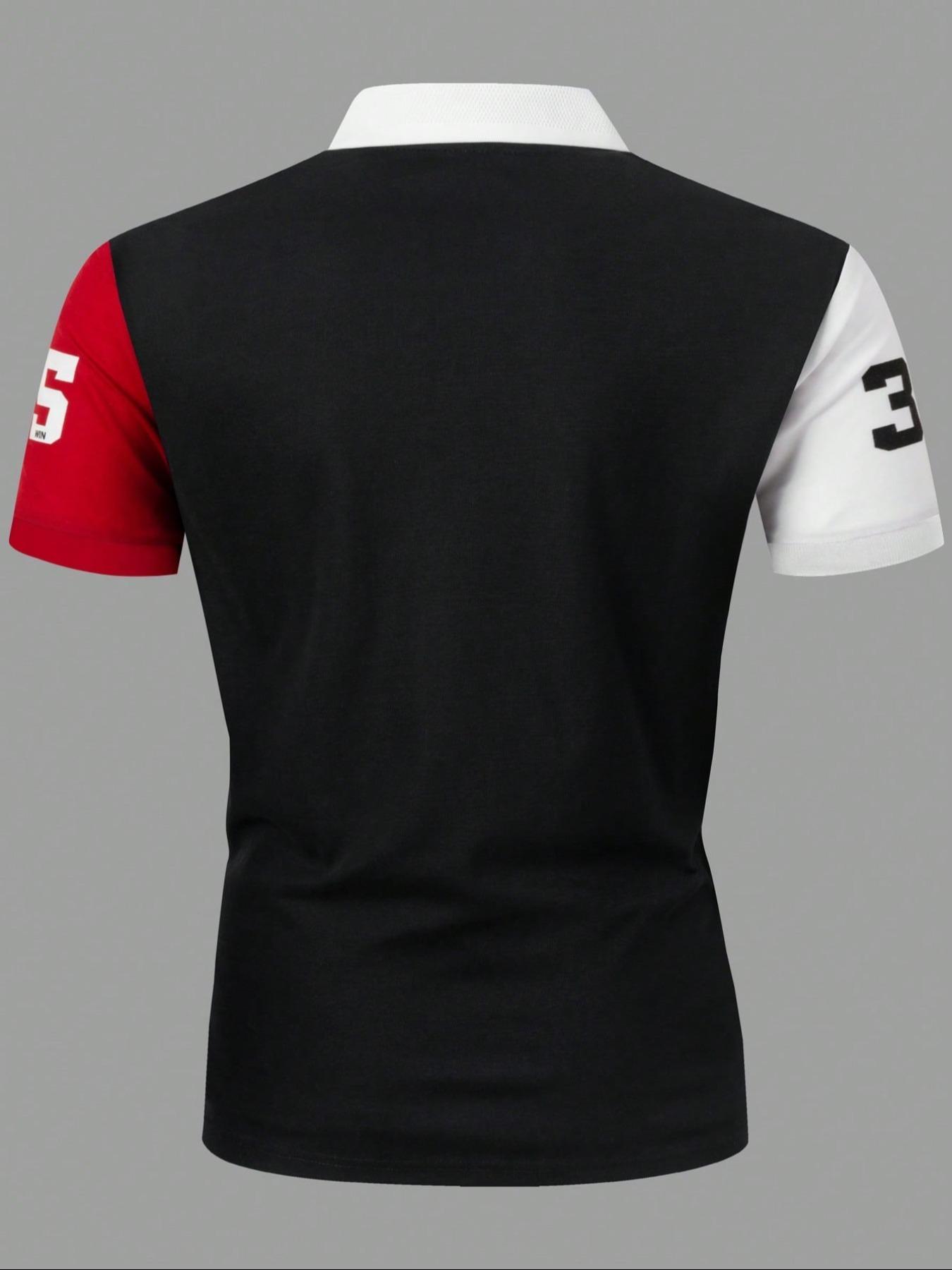 Men's Regular Fit Contrast Trim Polo Shirt, Casual Short Sleeve Collared Top for Summer, Fashion Men's Clothes for Daily Wear, Tropical