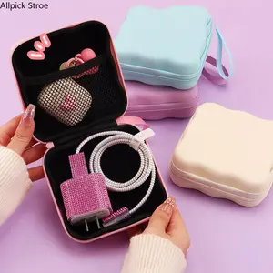 Electronics Travel Organizer Bag PU Small Portable Lightweight PVC Zipper Case for Charger USB Cord Power Bank
