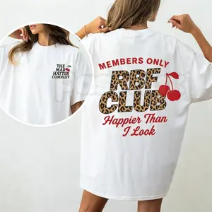 RBF Club Leopard Cherry T-Shirt – Retro Coquette Aesthetic Tee, Sarcastic Resting Bitch Face Shirt, Trendy Leopard Print Bow Graphic Top