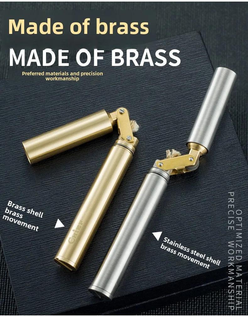 Vintage Nunchaku Design Kerosene Lighter Novelty Cool Gadget Copper Stainless Steel Portable Mini Igniter Aesthetic Unusual Gifts For Men Women Boyfriend Adult Decompression Toys Gift Box Packaging (Without fuel)