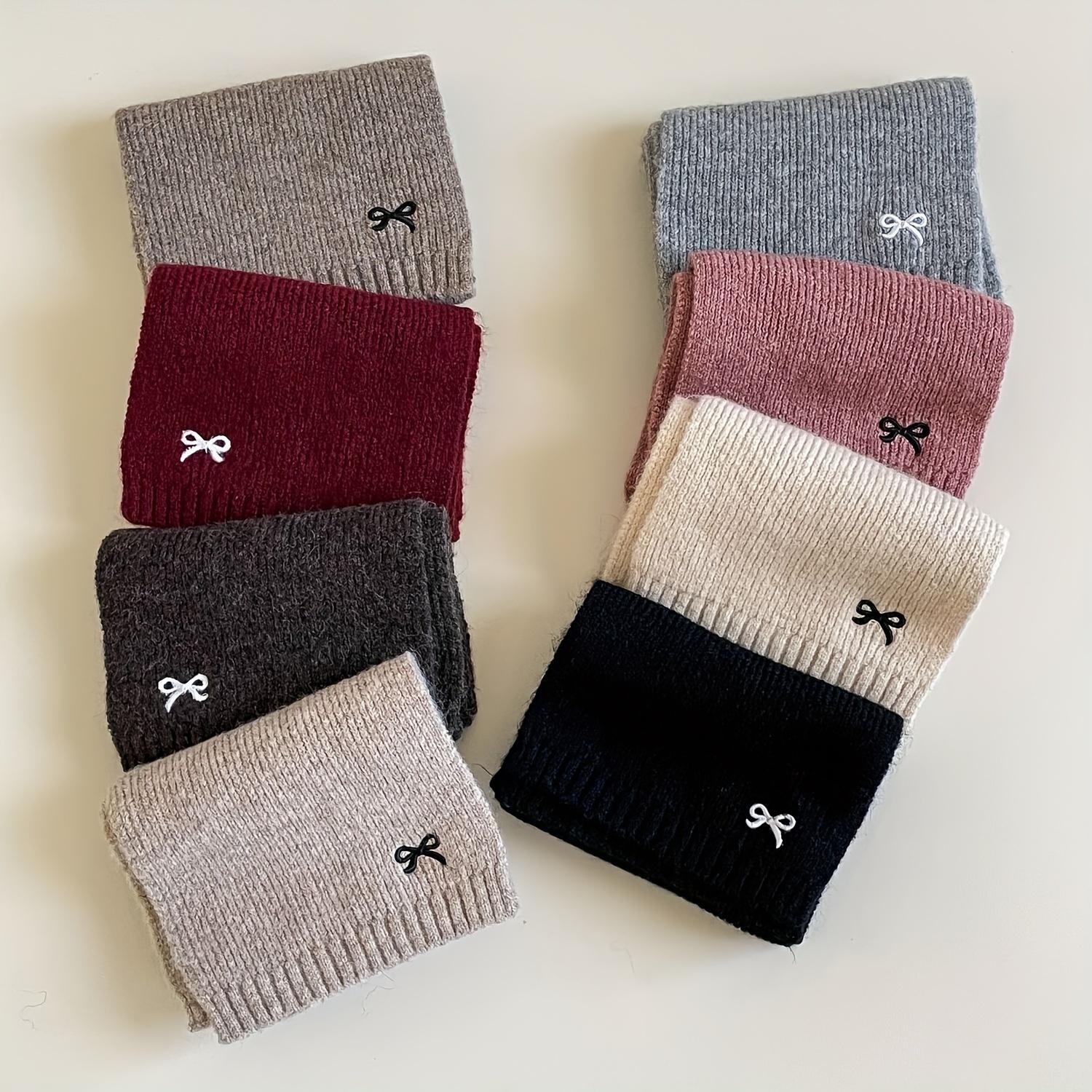 Winter Knit Scarf for & Youngsters - Soft Warm Necklace-like Scarf, Easy-Care (Hand/Dry Clean) - Cold Weather Accessory in Burgundy/Black/Beige/Gray/White/Pink/ - Perfect Gift for Girls & Boys, Winter Scarf, Bow Detailed Scarf, Thick Knit Texture