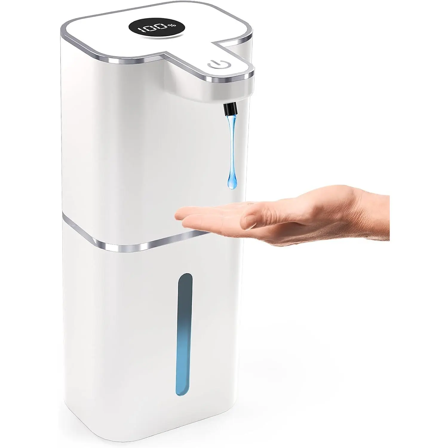 White Minimalist Touchless Automatic Soap Dispenser - 6-Level Adjustable, 13.5oz/400ml Rechargeable Wall-Mounted Composite Plastic Waterproof Container for Kitchen Bath, Water Proof