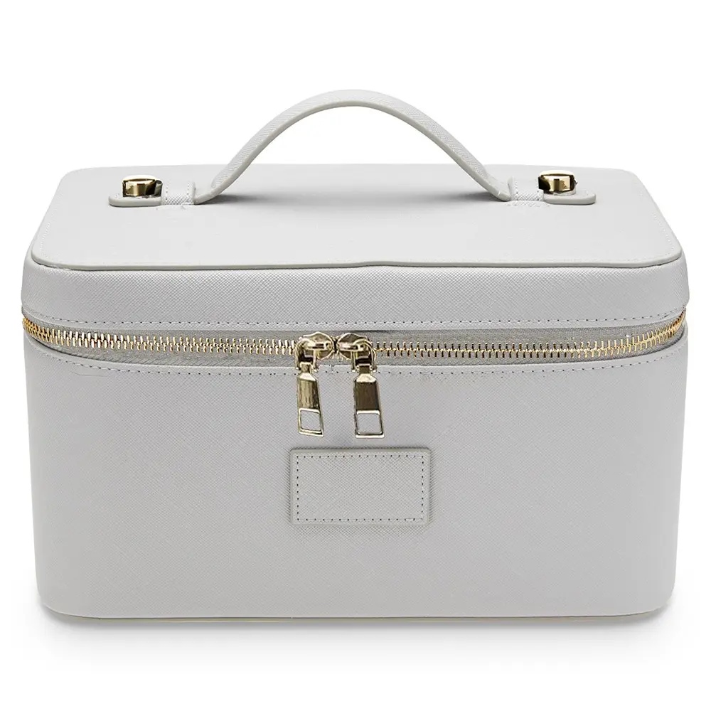 PU Leather Makeup Bag, Large Capacity Waterproof Travel Case, Detachable Compartments, Camera Storage, Unisex Design, Square Shape, Makeup Pouch