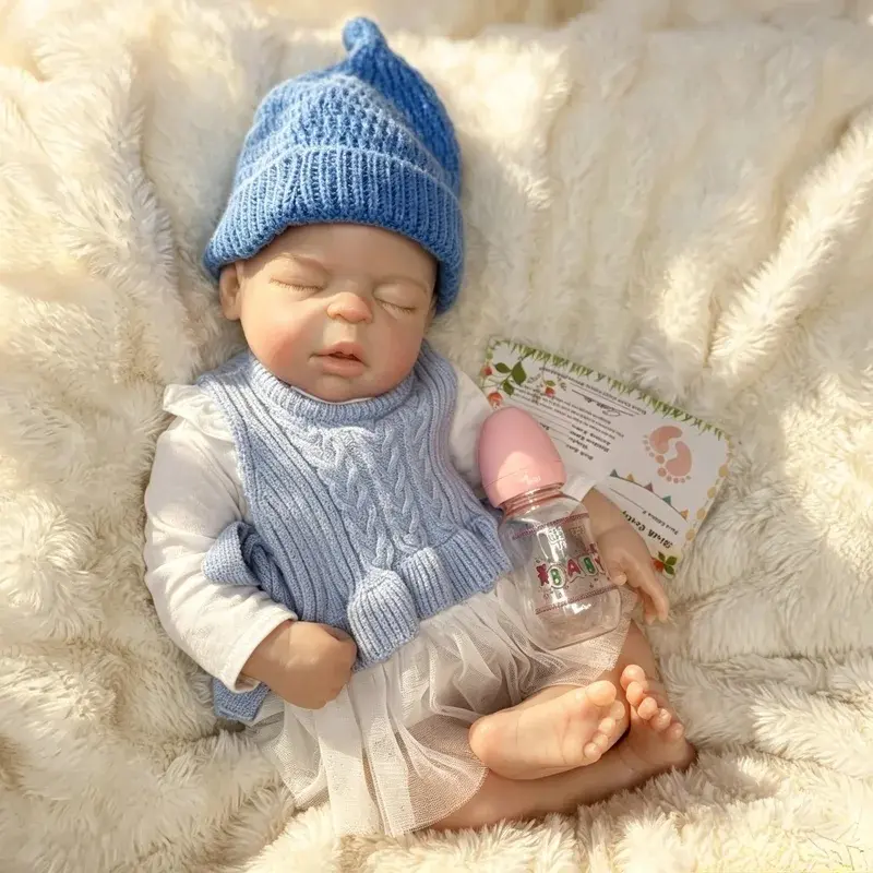 22 Inch Henry Full Silicone Reborn Baby Girl Doll, Realistic Soft Touch Collectible Toy for Gift & Collectors