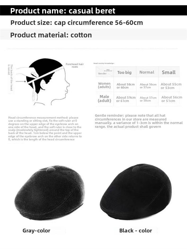 Men's Winter Hat British Style Dad Old Man Duckbill Cap Retro Elderly Warm Ear Protection Forward Cap