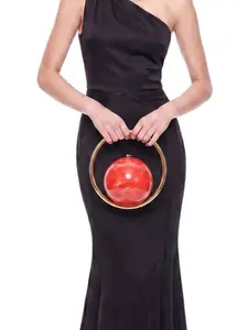 New European and American High-End Tech Handbag, Marble Pattern Ball Evening Bag, Electroplated Simple Box Bag, Fashionable Accessory