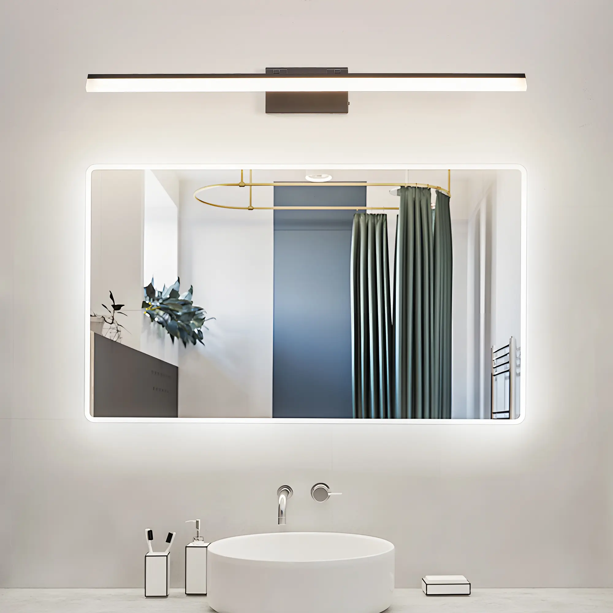 39.4"/31.5" LED Vanity Light for Bathroom Mirror, Modern Black Wall Light Fixture, Slim Linear LED Mirror Light for Bedroom, Dressing Room and Sink Area lamp shower