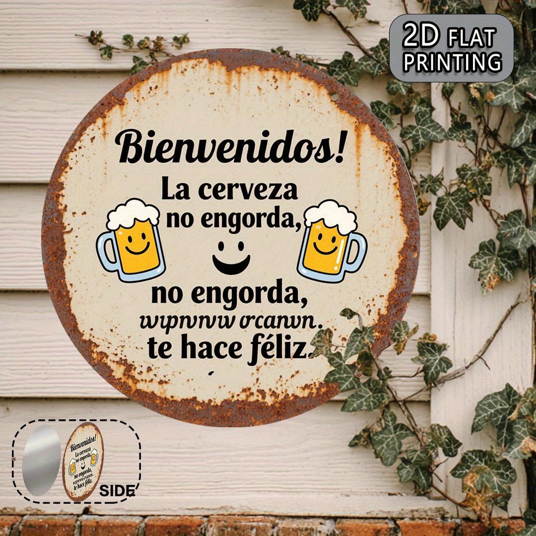 Welcome to Drink – "Beer Brings You Joy" Vintage Metal Sign – Decorative Plaque & Humorous Gift – Aluminum 7.9x7.9 Inches – Creative Gift for Friends & Party Decoration