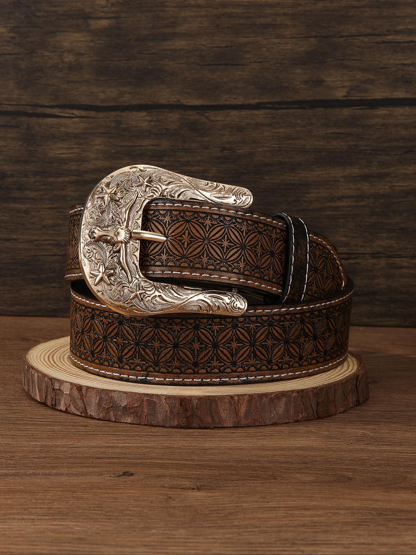 Western Cowboy Style Ethnic Pattern Pu Buckle Belt, Cowboy  display picture 2