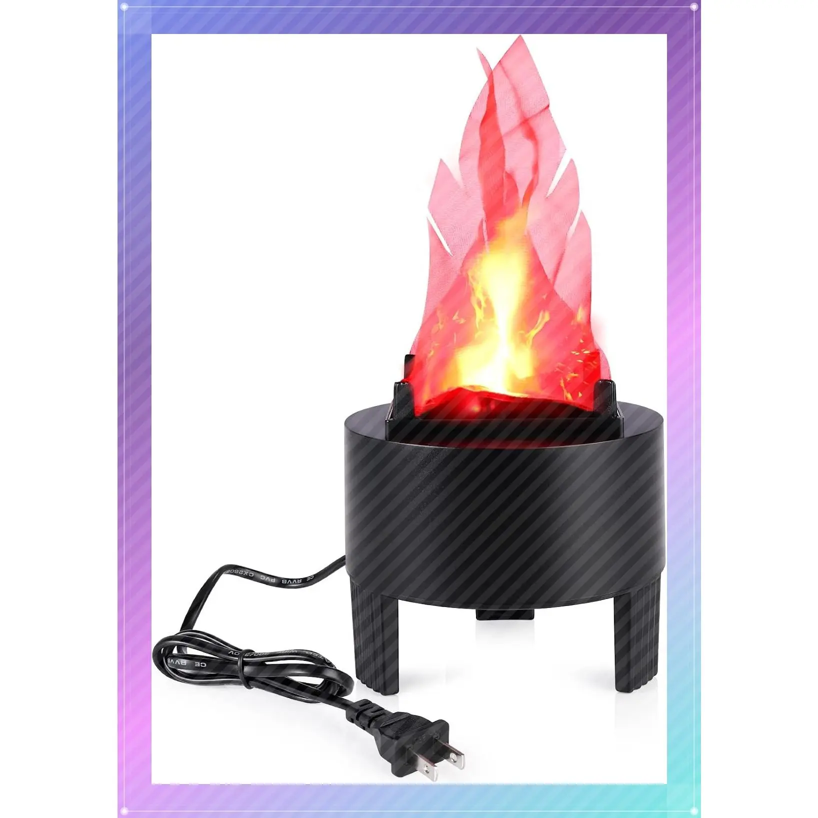 3D LED Fake Fire Flame110v Effect Fake Campfire Decoration,Artificial Flame Effect Light Electronic Fire Fake Flame,Pretend Light Up Campfire for Christmas,Bar Stage,Home Holiday PartyGift