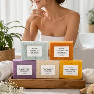 Advanced Scented Exfoliating Soap, Long-Lasting Fragrance, Sea Algae/sandalwood/lavender/coco/ Turmeric Lemon, Essential Bath Soap