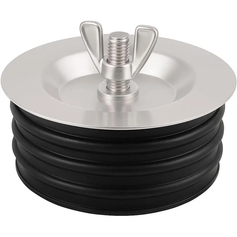 4 Inch Mechanical Pipe Test Plug – End of Pipe Gripper Plug with Galvanized Screw & Steel Wing Nut – Expansion Drain Stopper for Sewer Cleanout, Sink, Pool, or Drain Line Maintenance – 1 Pack