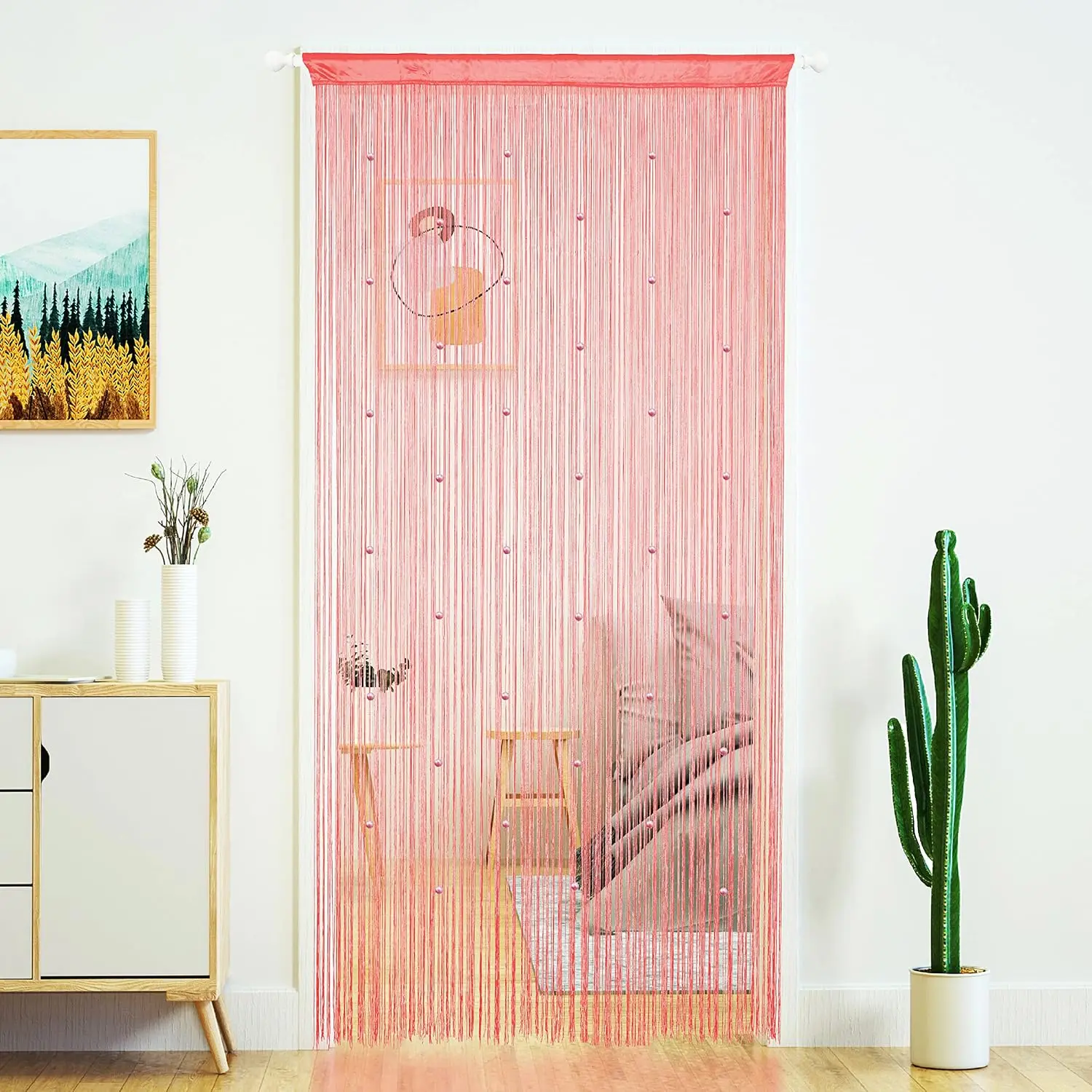 Beaded Curtain Door String Curtains for Doorway Tassels Beads  Fringe Hippie Room Divider Window Hallway Entrance Wall Closet Bedroom  Decor (39x79in/100x200cm, )