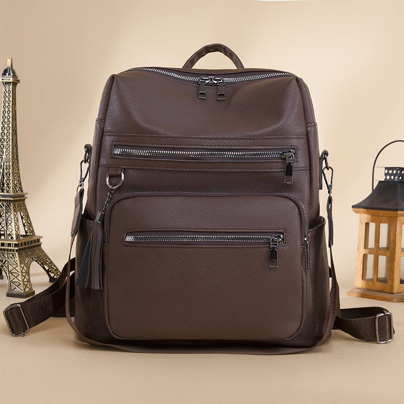 Vintage PU Backpack Casual Large Capacity Women's Backpack